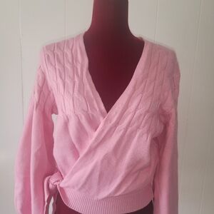 Pink Boutique Wrap Sweater Size Large